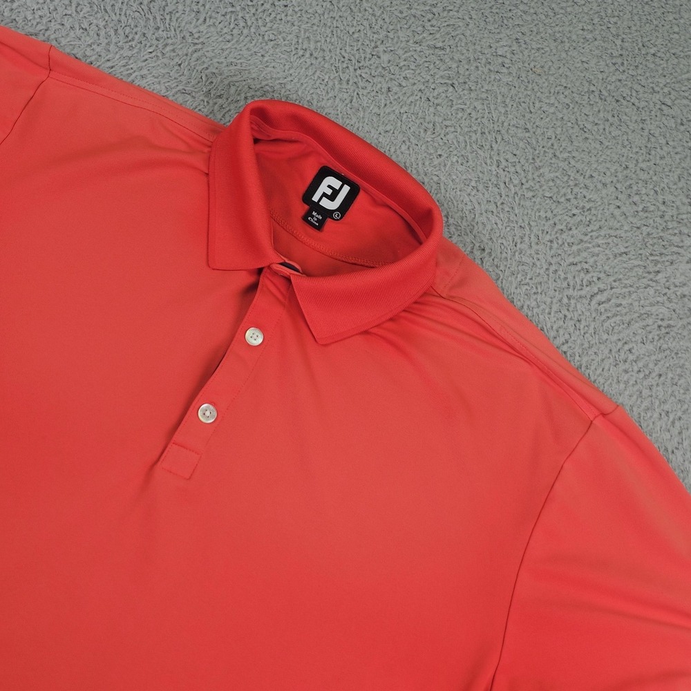 FootJoy Polo Shirt Mens Large Red White Sleeve Band Golf Performance Stretch